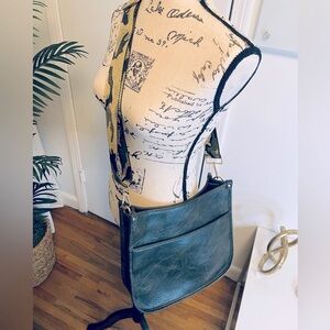 VIVA TERRY Shoulder Faux Leather Bag with Camo Strap NWOT